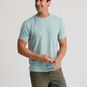 Teal Blue Free Fly Apparel Men's Bamboo Flex Pocket Tee Size Medium